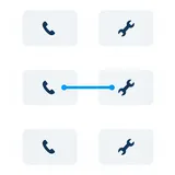 Illustration: a call card joined to a job card by a blue line